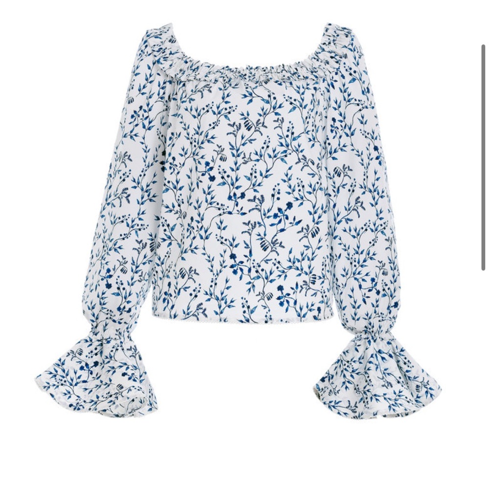 Agua by Agua Bendita Piña Ruffled Acacias Print Top